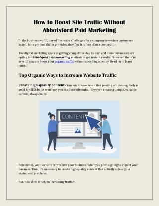 How to Boost Site Traffic Without Abbotsford Paid Marketing