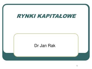 RYNKI KAPITAŁOWE