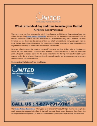 What is the ideal day and time to make your United Airlines Reservations?