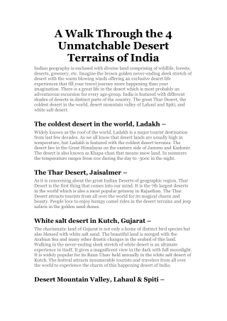 A walk through the 4 unmatchable desert terrains of india