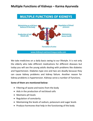 Multiple Functions of Kidneys