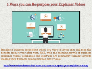 5 Ways you can Re-purpose your Explainer Videos