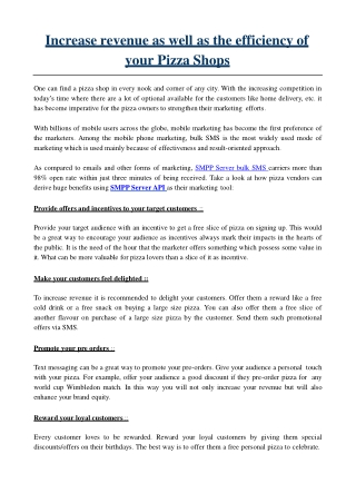 Add more effectiveness to your Pizza Shops with SMPP Server API