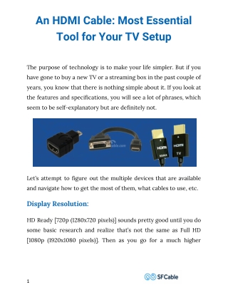 An HDMI Cable: Most Essential Tool for Your TV Setup