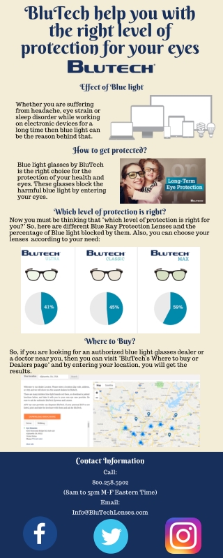 BluTech help you with the right level of protection for your eyes