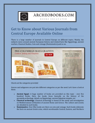 Get to Know about Various Journals from Central Europe Available Online