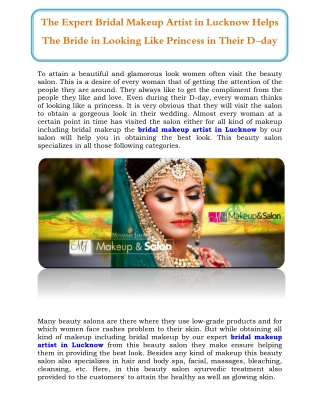 Bridal Makeup Artist in Lucknow - Mjmakeupandsalon