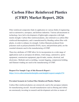 Carbon Fiber Reinforced Plastics market