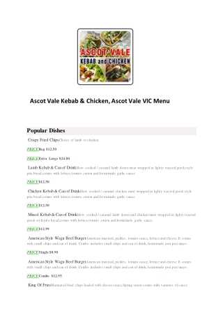 25% Off -Ascot Vale Kebab & Chicken-Ascot Vale - Order Food Online