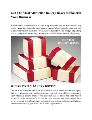 Get The Most Attractive Bakery Boxes to Flourish Your Business