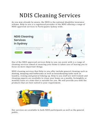 NDIS Cleaning Services