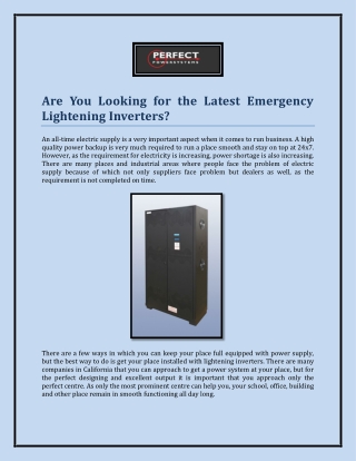 Are You Looking for the Latest Emergency Lightening Inverters?