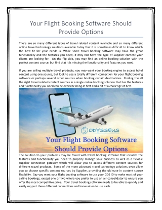 Your Flight Booking Software Should Provide Options