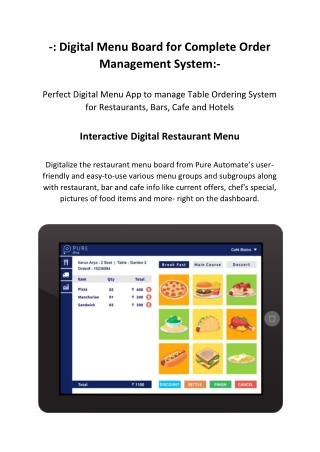 Digital Menu App for Restaurants, Bar and Cafe to manage Table Ordering System in USA, UK and Canada - Pure Automate