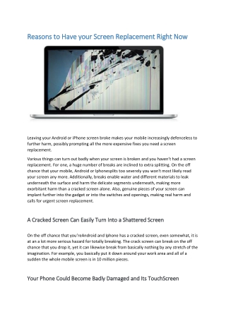 Screen Replacement | laptop Repairs| Back camera Replacement