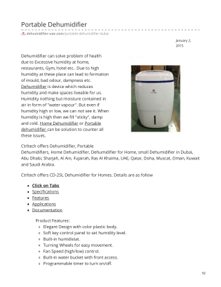 Portable Dehumidifier in UAE #Dehumidifier #PortableDehumidifier #HomeDehumidifier
