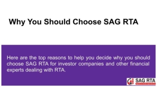 Why Should You Select SAG RTA