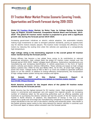 EV Traction Motor Market Precise Scenario Covering Trends, Opportunities and Growth Forecast during 2019-2025