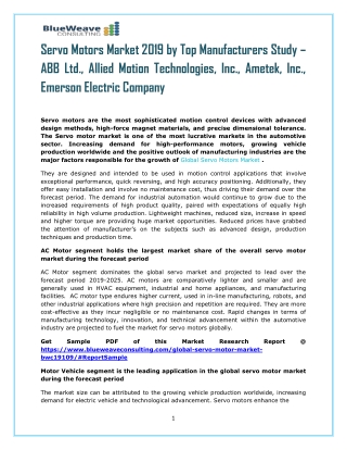 Global Servo Motors Market : Analysis And Opportunity Assessment 2019-2025