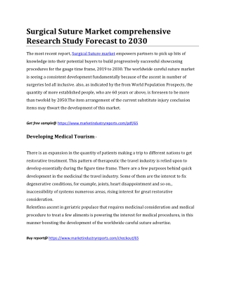 Surgical Suture Market comprehensive Research Study Forecast to 2030