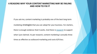 6 Reasons Why your Content Marketing may be Failing and How to Fix it