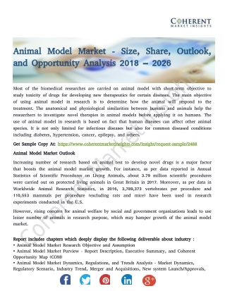 Animal Model Market - Trends, Outlook, and Opportunity Analysis 2018 – 2026