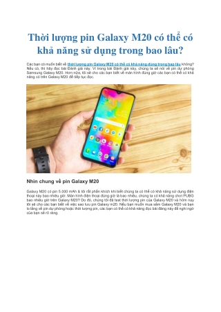 Thời lượng pin Galaxy M20 có thể có khả năng sử dụng trong bao lâu?