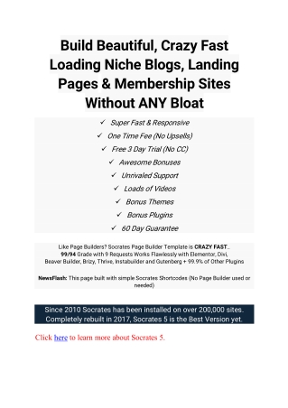 Build Beautiful, Crazy Fast Loading Niche Blogs, Landing Pages & Membership Sites Without ANY Bloat