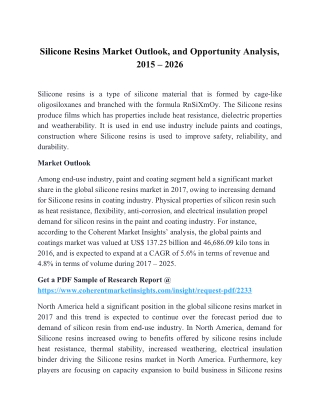 Silicone Resins Market Industry Analysis with Future Forecast till 2026