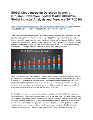 Global Cloud Intrusion Detection System / Intrusion Prevention System Market (IDS/IPS)