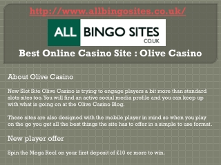 Best Online Casino Site : Olive Casino