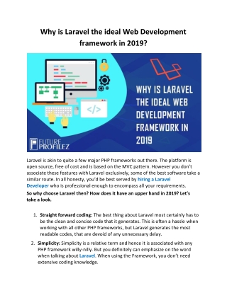 Why is Laravel the ideal Web Development framework in 2019?