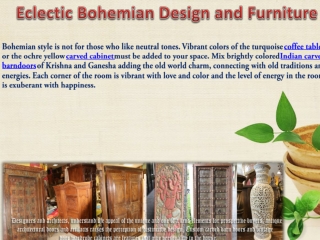 Eclectic Bohemian Design and Furniture