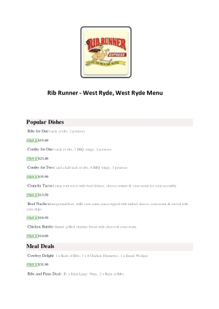 15% Off - Rib Runner - West Ryde-West Ryde - Order Food Online