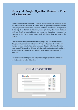 History of Google Algorithm Updates – From SEO Perspective