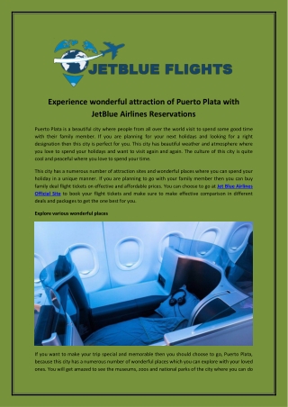 Experience wonderful attraction of Puerto Plata with JetBlue Airlines Reservations