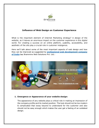 Influence of Web Design on Customer Experience