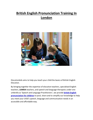 British English Pronunciation Training In London