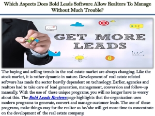 Which Aspects Does Bold Leads Software Allow Realtors To Manage Without Much Trouble?