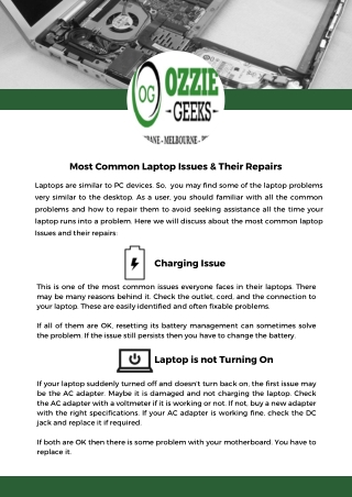 Most Common Laptop Issues & Their Repairs