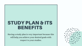 Study Plan & its benefits