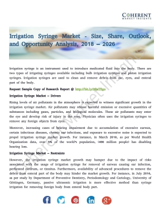 Irrigation Syringe Market - Trends, Outlook, and Opportunity Analysis, 2018 – 2026