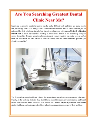 Are You Searching Greatest Dental Clinic Near Me