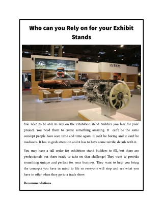 Who can you Rely on for your Exhibit Stands