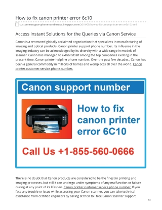 How to fix canon printer error 6c10