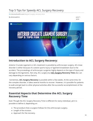 Top 5 Tips For Speedy ACL Surgery Recovery