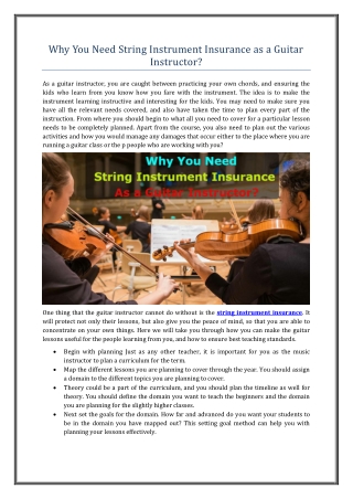 Why You Need String Instrument Insurance as a Guitar Instructor?