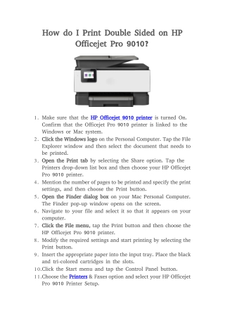 How do I Print Double Sided on HP Officejet Pro 9010?