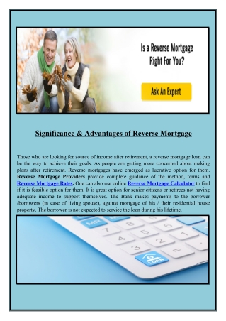 Advantages of Reverse Mortgage - Rainmaker Reverse