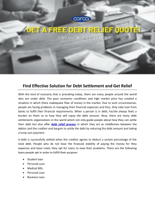 Find Effective Solution for Debt Settlement and Get Relief